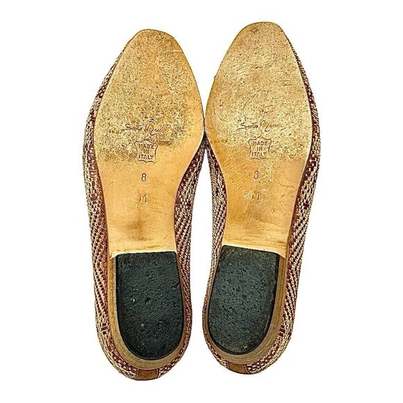 Sesto Meucci of Florence Women’s Tan brown Woven Loafer Size 8 Medium Pre-Owned - Picture 4 of 8